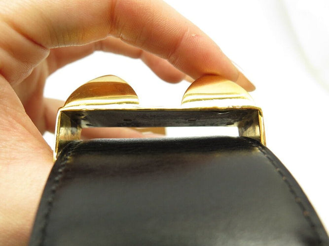 Collier vintage ceinture HERMES medor collier de chien en cuir box noir t76 58 Facettes 265992