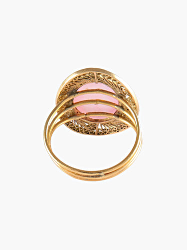 Bague 57.5 BAGUE QUARTZ ROSE OR JAUNE 58 Facettes