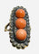 Bague 59 Bague en or 18 carats avec corail, diamants taille rose et émail noir 58 Facettes 7816 A
