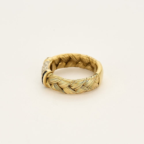 Bague 58 Bague tressée en or jaune, diamants et saphirs 58 Facettes MLJ0386