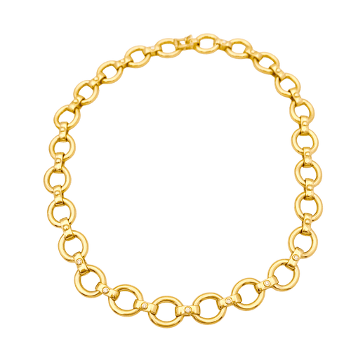 Collier Collier en or jaune, maillons ovales et diamants. 58 Facettes 34706