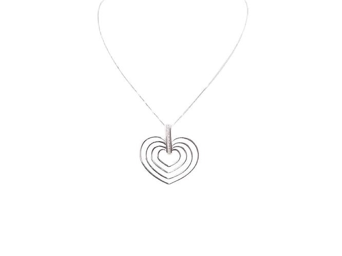 Collier Collier en or blanc et 4 coeurs 58 Facettes 26383