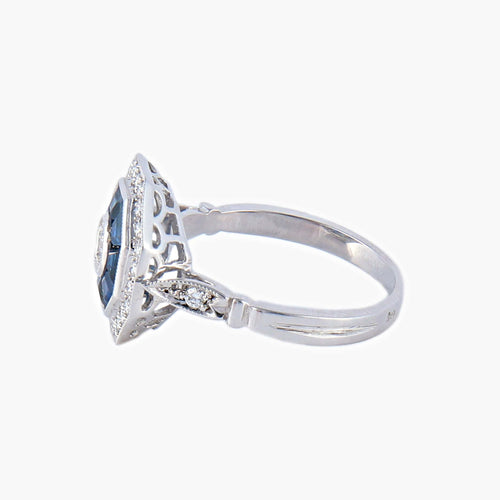 Bague style Art Déco Saphirs Diamants
