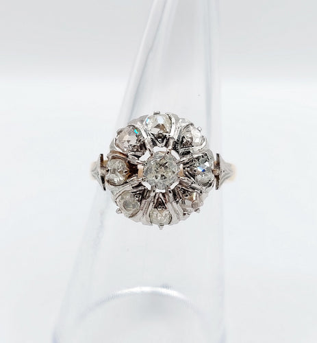 Bague 54 Bague marguerite or jaune, platine et diamants taille ancienne (circa 1920) 58 Facettes A05474