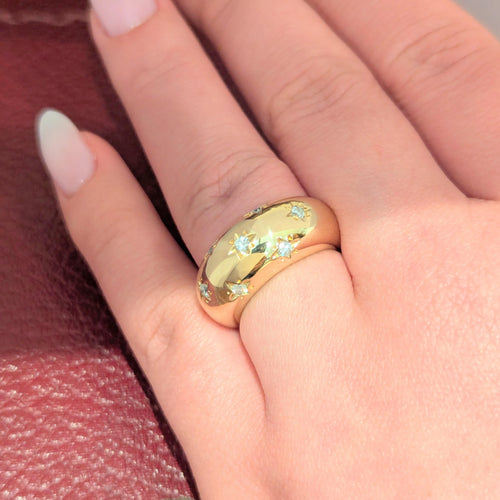 Bague 52 Bague étoiles or jaune et diamants 58 Facettes 30073