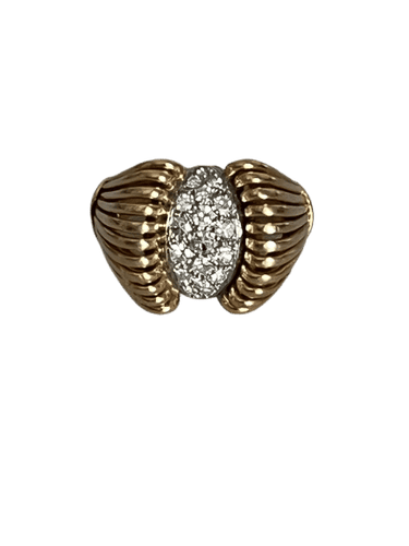Bague 55 Bague Rétro Fils d'Or Jaune Platine Diamants 58 Facettes LOT 6119