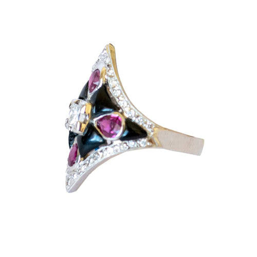Bague 57 bague en platine avec diamants et onyx 58 Facettes Q161B