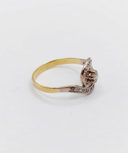 Bague 53.5 Bague tourbillon antique or 18k platine et diamants (circa 1920) 58 Facettes A06335