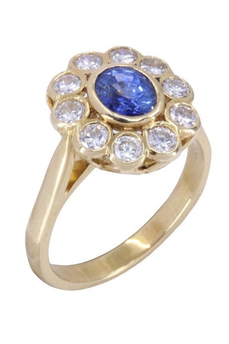 Bague 51 BAGUE MARGUERITE SAPHIR ET DIAMANTS 58 Facettes 088041