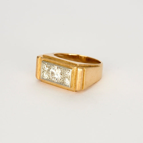Bague 58.5 Bague Tank or blanc et jaune et diamant 58 Facettes 250018