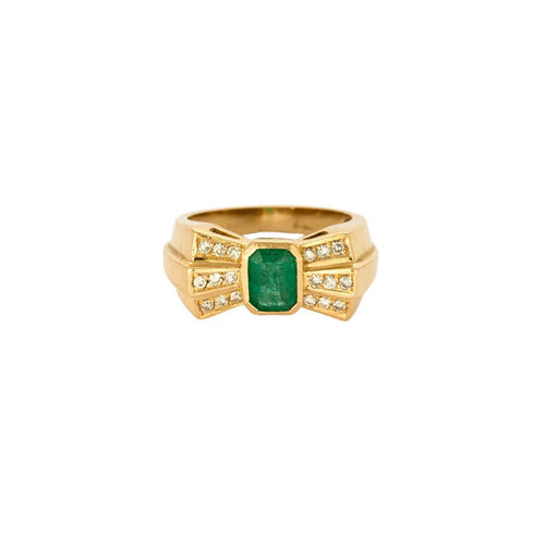 Bague 54 Bague Tank or jaune, émeraude et diamants 58 Facettes ENG10352