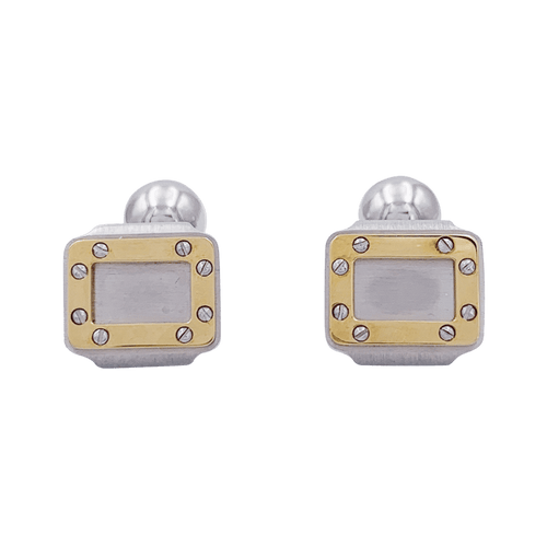Boutons de manchette Cartier, "Santos Dumont", or et acier. 58 Facettes 33211