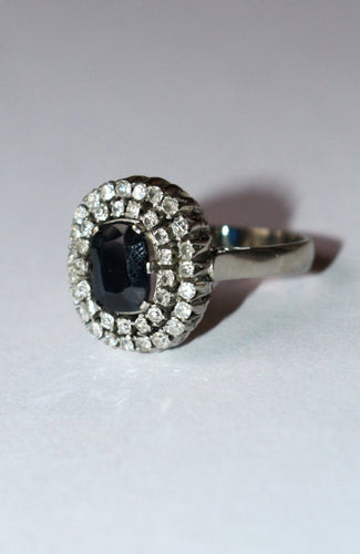 Bague 50 Bague Or Blanc Saphir double entourage Diamants 58 Facettes 577