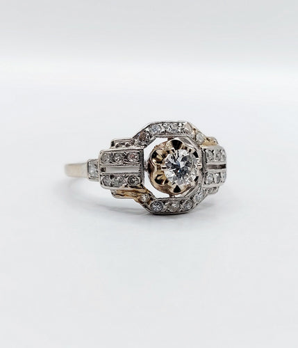 Bague 55 Bague tank Art déco en platine et diamant 0,25 carat (circa 1920) 58 Facettes A06508