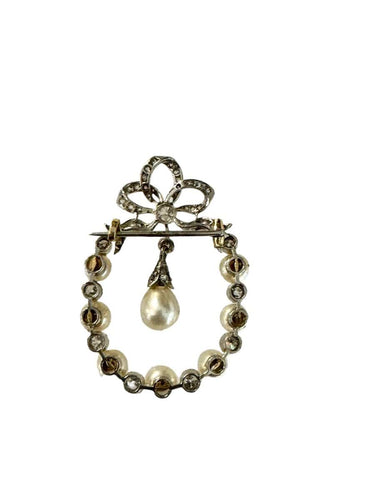 Broche Broche Belle Epoque en Platine, Diamants et Perles Fines 58 Facettes