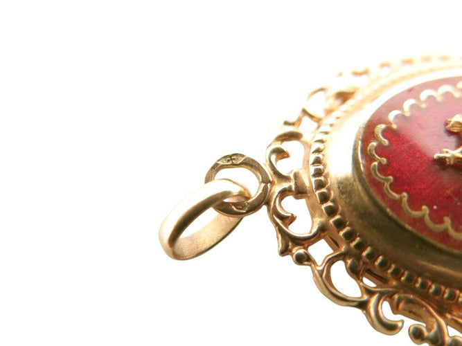 Pendentif vintage pendentif broche medaillon porte photo perles en or jaune 18k 5.9g xxeme 58 Facettes 268154