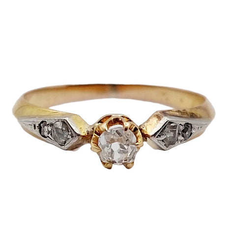 Bague 49.5 Bague antique or rose diamant taille ancienne (circa 1900) 58 Facettes A05142