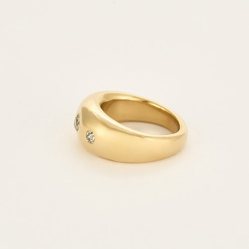 Bague 53 Bague jonc en or jaune et diamants 58 Facettes GU265