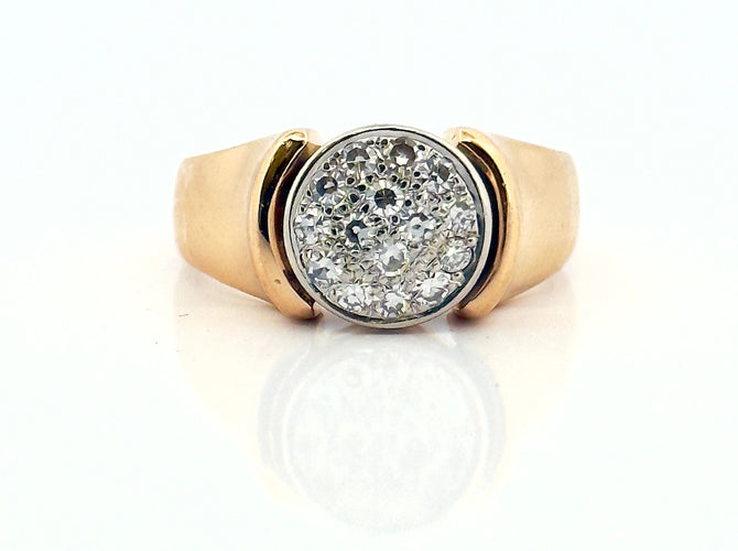 Bague Chevalière vintage en or et diamants 58 Facettes