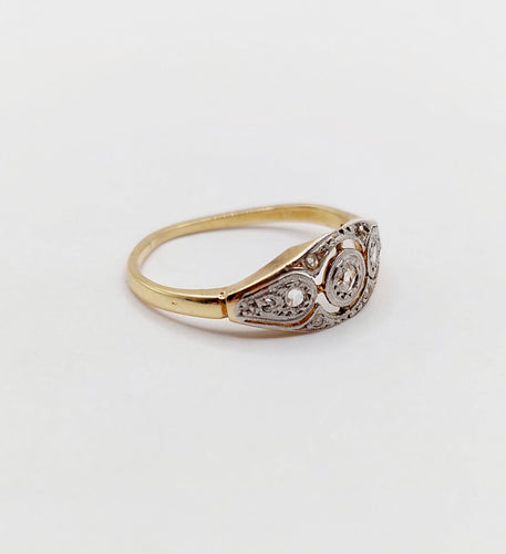 Bague 51 Bague Art Déco or jaune diamants taille rose (circa 1940) 58 Facettes A05973
