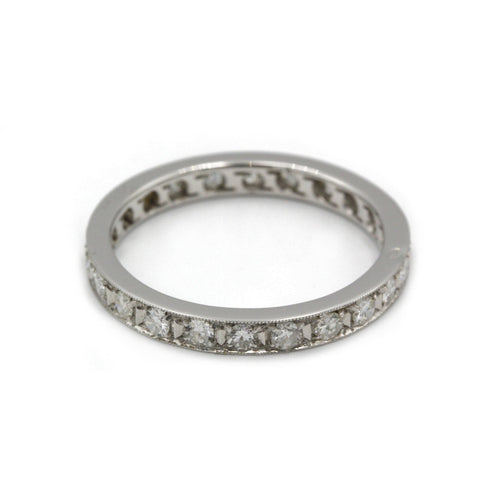 Bague 61 Alliance - Or blanc diamants 58 Facettes 220417R