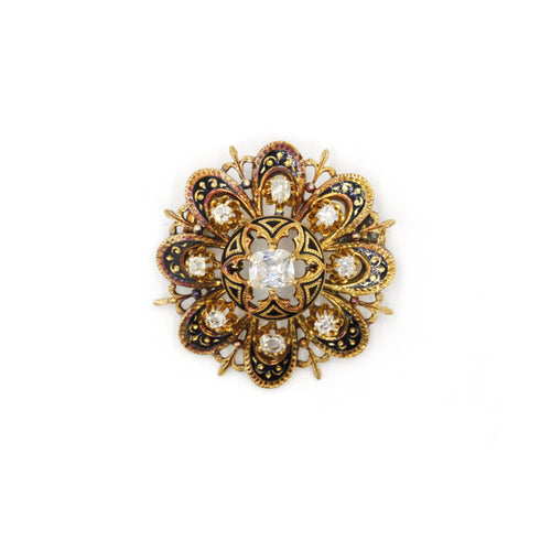 Broche Broche or émail diamants 58 Facettes 240216R