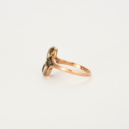 Bague 55 Bague Ancienne Toi & Moi Or Argent Grenats 58 Facettes