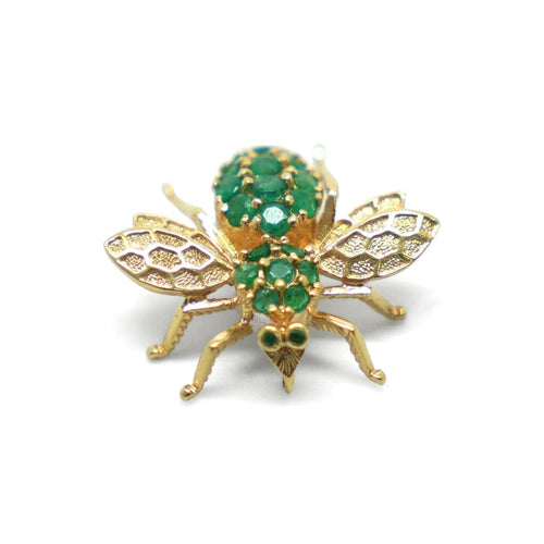 Broche Broche Mouche Emeraudes Or Jaune 58 Facettes