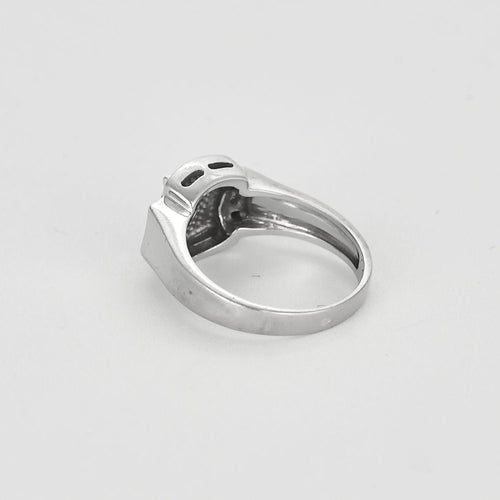 Bague 55 Bague en Or blanc 18k Saphir 58 Facettes MAN1436