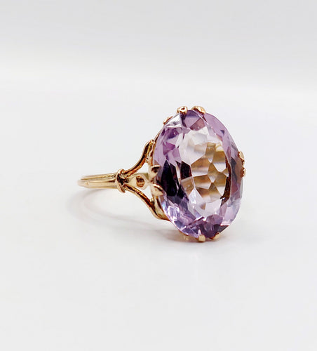 Bague 60 Bague cocktail or rose améthyste (circa 1900) 58 Facettes A05941