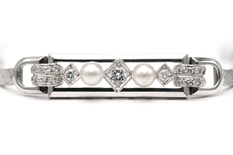 Bracelet Bracelet Art Déco en or blanc 18k et diamants taille brillant 0,538 ct 58 Facettes 23417