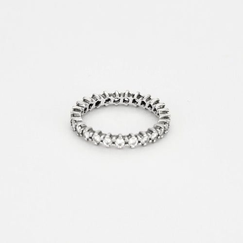 Bague 53 Alliance or blanc et diamants 58 Facettes ROM1135