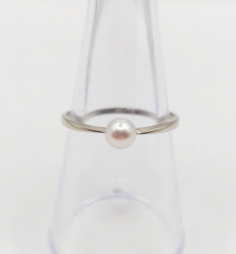 Bague 56.5 Bague Art Déco or blanc ornée d'une perle 58 Facettes A05394