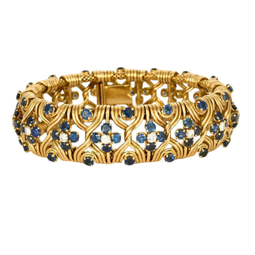 Bracelet Bracelet souple or jaune, saphirs et diamants 58 Facettes 240723