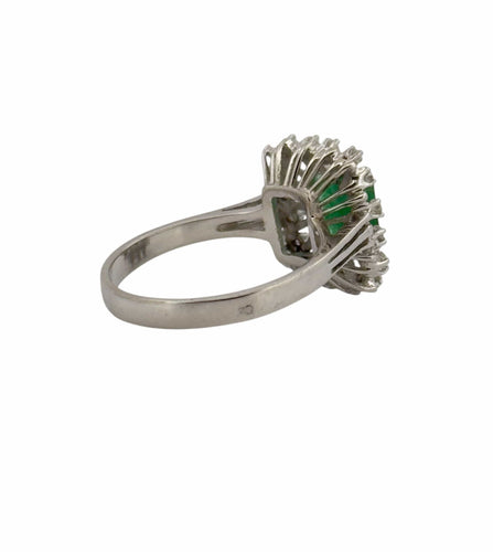Bague 55 Bague ancienne or blanc émeraude diamants 58 Facettes