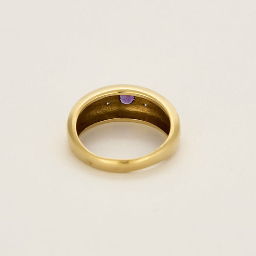 Bague 55 Bague jonc en or jaune, améthyste et diamants 58 Facettes MAN1676