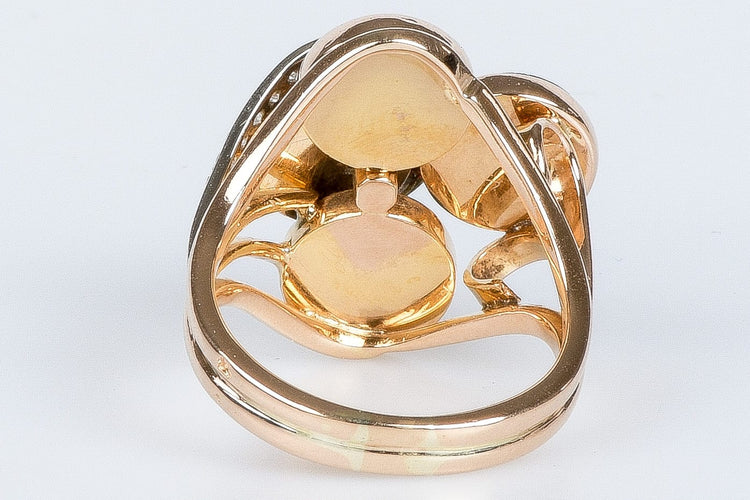 Bague 60 Bague en or rose 18 carats orné de 4 onyx et 13 diamants taille rond 58 Facettes BGDNB203