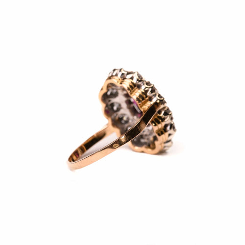 Bague 59 Bague marguerite rubis diamants en or 58 Facettes LMB-314