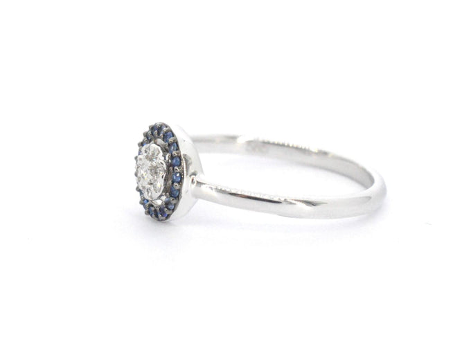 Bague 54 Bague en or blanc avec diamants et saphirs 58 Facettes 2314