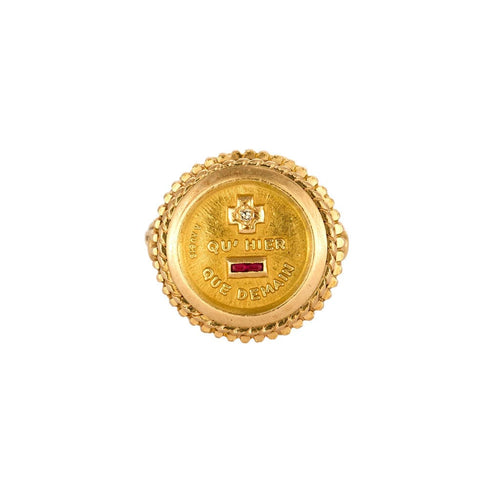 Bague 51 AUGIS - Chevalière d'Amour en or jaune 58 Facettes MAN1248
