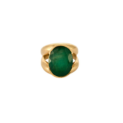 Bague 53 Bague or jaune et émeraude 58 Facettes GU286