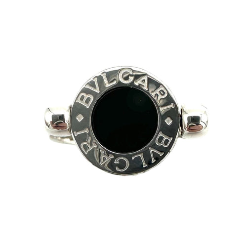Bague 54 BVLGARI. Collection "BVLGARI-BVLGARI", bague 2 ors et onyx 58 Facettes