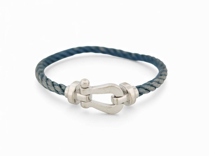 Bracelet bracelet FRED force 10 gm 0b0005 manille en or blanc 18k 2 cordons 58 Facettes 271113
