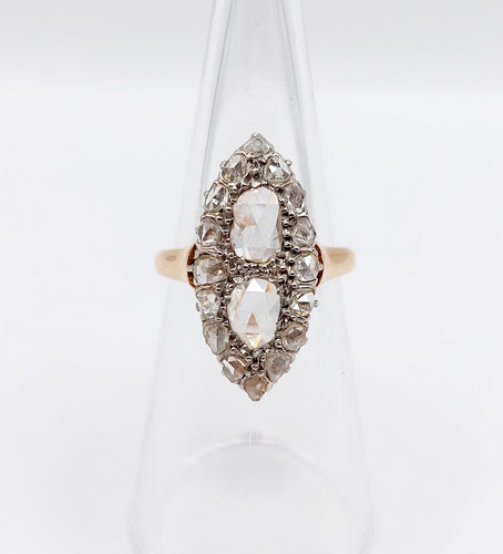 Bague 50 Bague marquise antique or rose diamants taille rose (circa 1900) 58 Facettes A06286