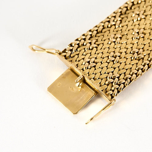 Large bracelet en or jaune à maille polonaise