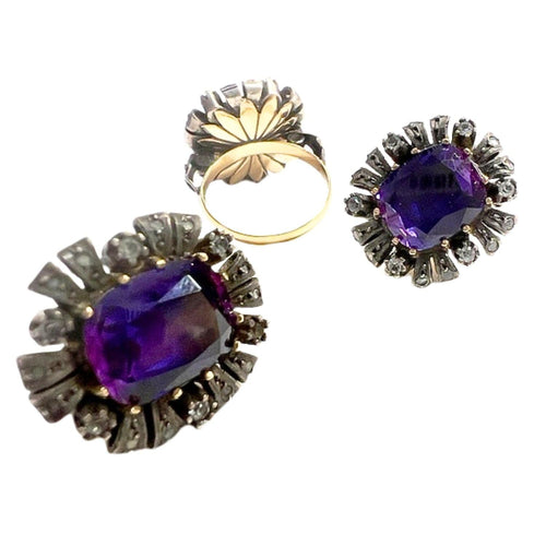 Bague 55 ensemble de bague et boucles d'oreilles en or et argent avec saphirs 58 Facettes Q109B(946)