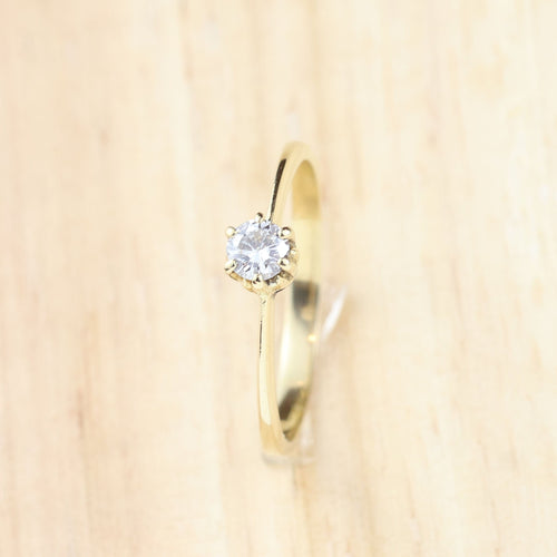 Bague 57 Bague solitaire en or jaune 18 carats avec diamant de 0,20 carat 58 Facettes 129996
