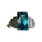 Bague 54 Bague or blanc Zyrcon Bleu naturel 4.60 carats  et diamants 58 Facettes 7849 A