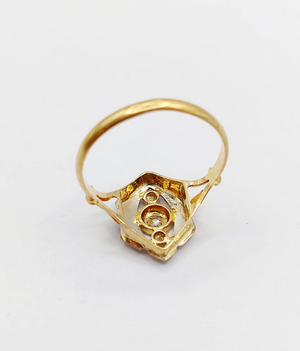 Bague 53.5 Bague marquise Art Déco or jaune, diamant taille rose (circa 1910) 58 Facettes A06376