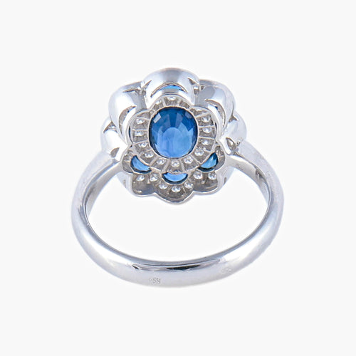 Bague 54 Bague style Art Déco Saphirs Diamants 58 Facettes AB7